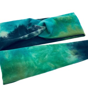 Chartreuse Tie Dye Headband, Twist Headband, Yoga Headband, Wide Headband, Workout Headband