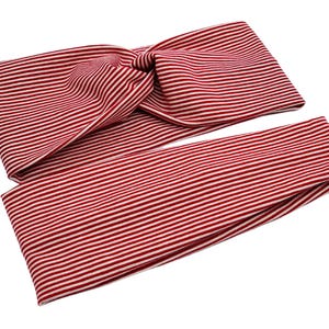 Red and White Mini Stripe Headband, Twist Headband, Yoga Headband, Wide Headband, Workout Headband
