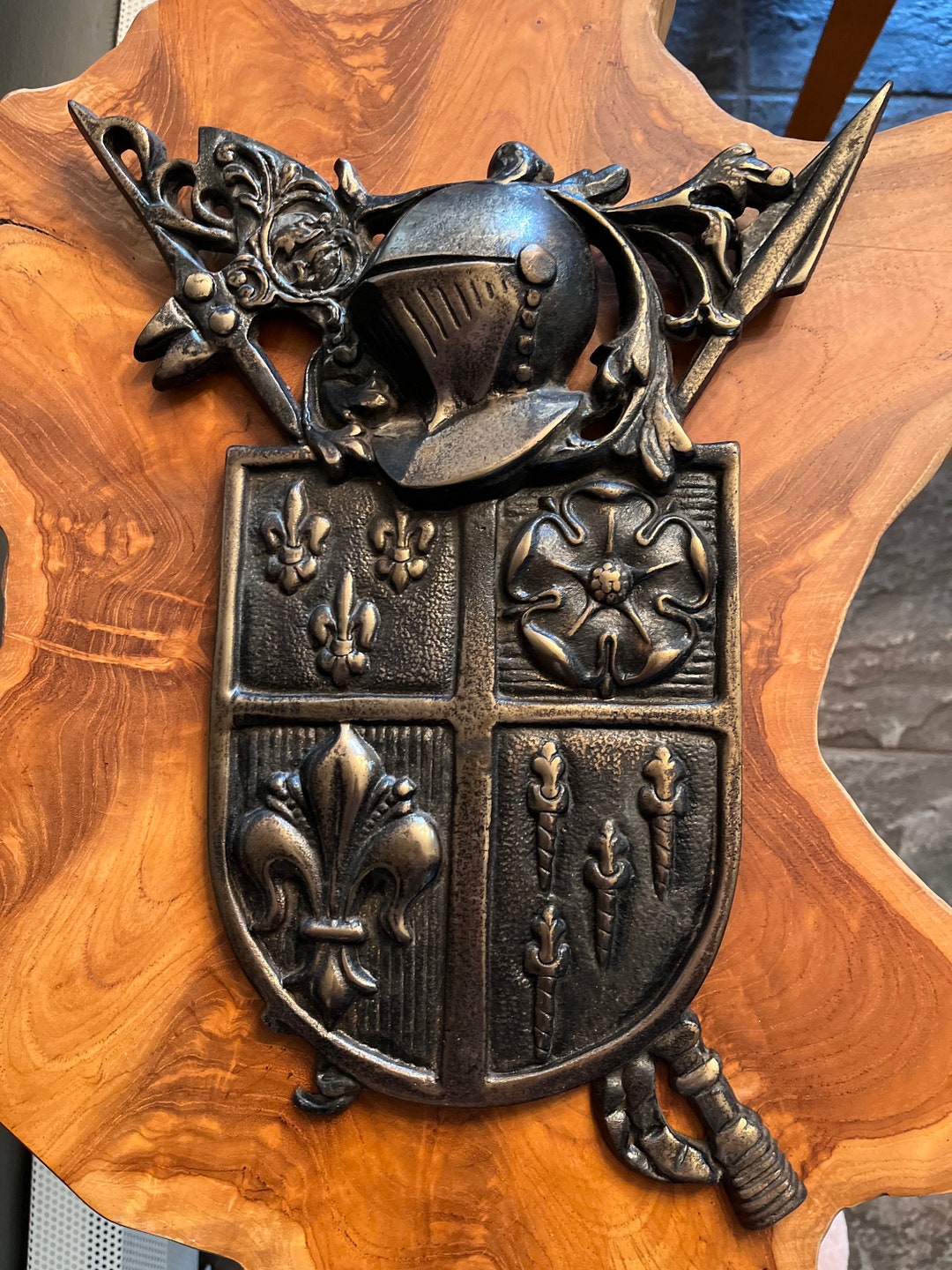 Vintage Cast Iron Coat of Arms Plaque Medieval by BEL in Etsy