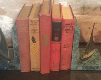 Bundle of vintage red and beige books