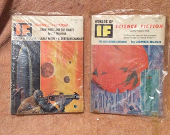 2 World Of Science Fiction IF magazines (6/66) and (10/66 ), paperback