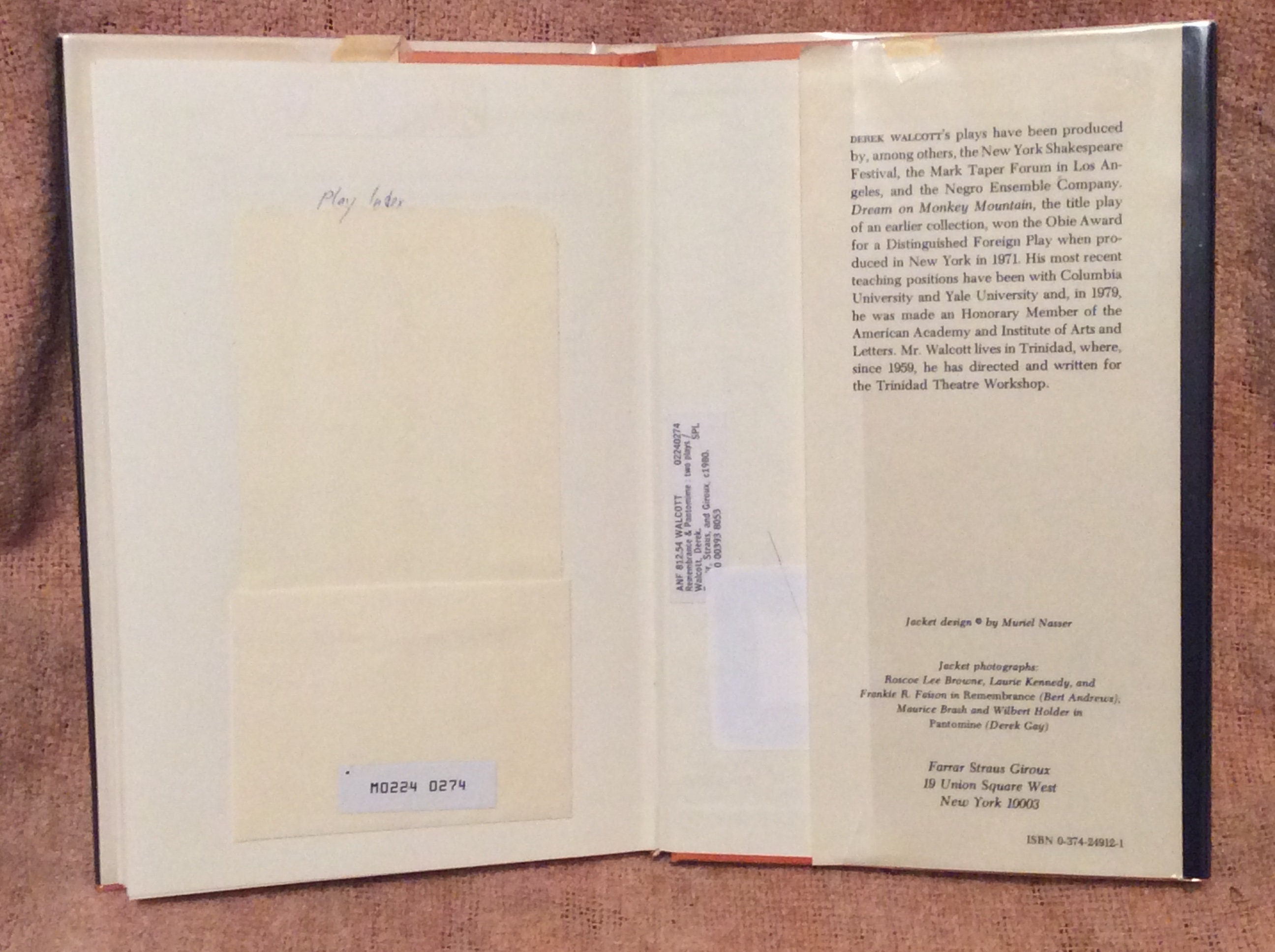 Remembrance & Pantomime by Derek Walcott 1st/1st ex lib Etsy