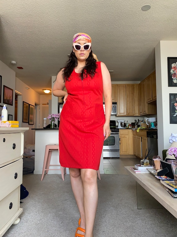 Vintage Red Dress (Size L/XL)