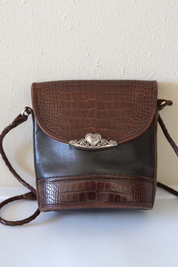 Vintage Snakeskin/Leather Navy and Brown Purse