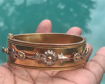 Bracelet,Cuff. Two tone 14k gold. Circa 1890’s