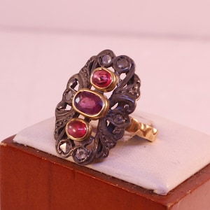 Ring,Ruby,Rose Cut Diamonds, Circa 1940&#39;s