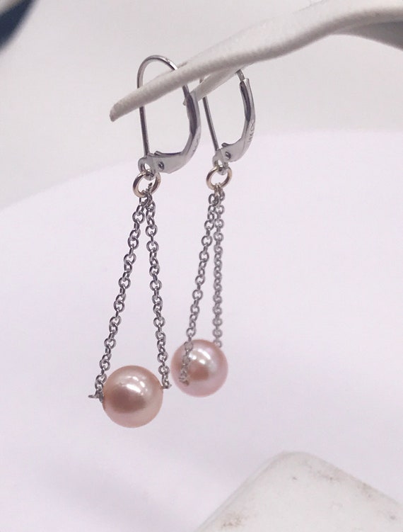 Earrings,Pearls. 14k white gold. Circa 1970’s - image 8