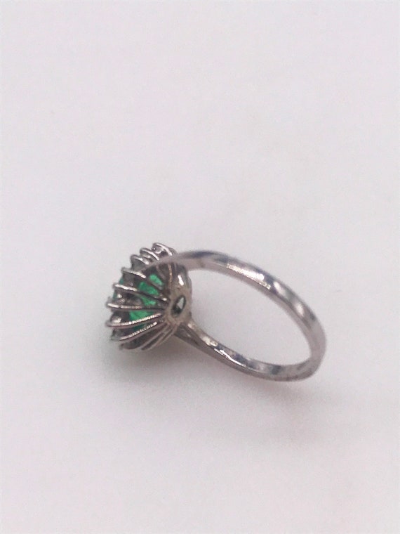 Ring,Emerald & Diamonds. 14k white gold. Handmade - image 7