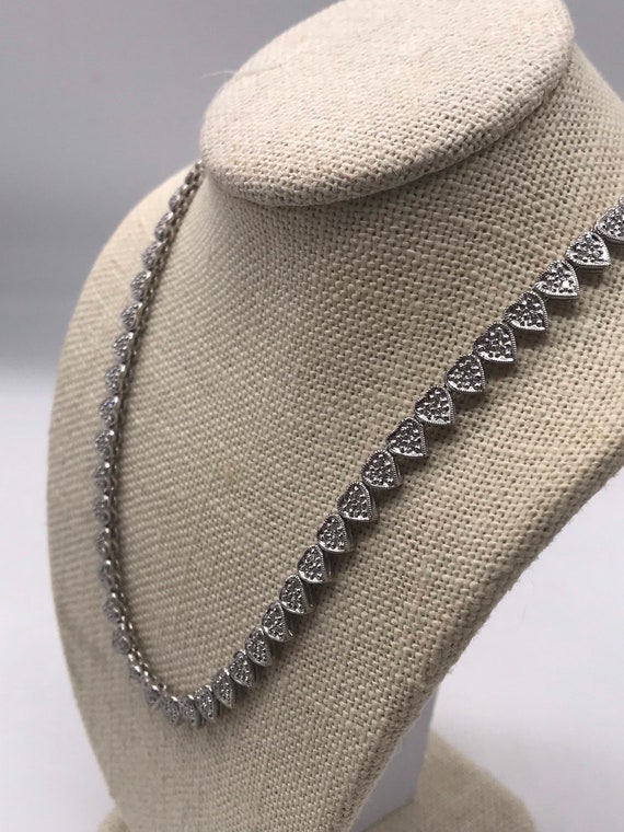 Necklace,18k white gold with diamonds. Circa 1990… - image 4