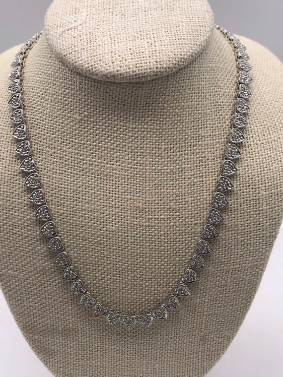 Necklace,18k white gold with diamonds. Circa 1990… - image 10