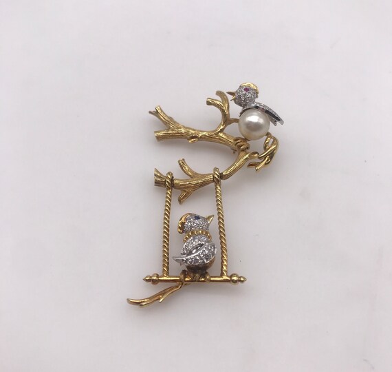 Pin/Brooch, 18k gold & Diamonds. Birds - image 6