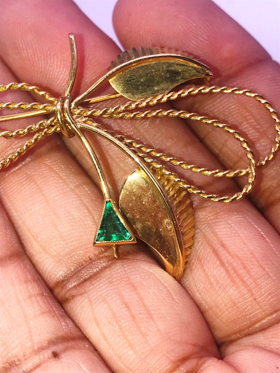 Pin/Brooch.18k gold.Emerald. Handmade - image 4