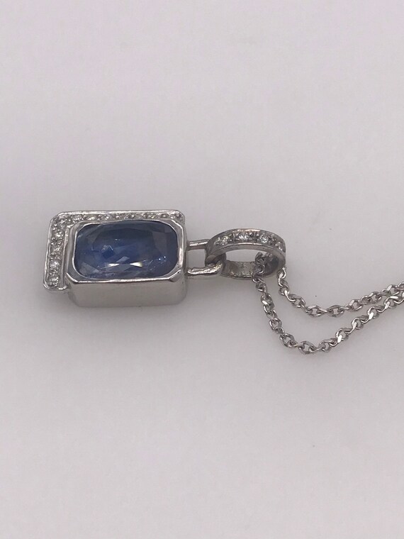 Sapphire pendant with 14k white gold chain. - image 3