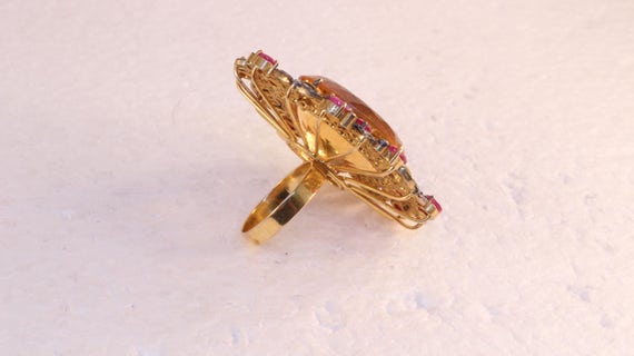 Beautiful Citrine, Diamond & Ruby Ring. Circa 196… - image 3