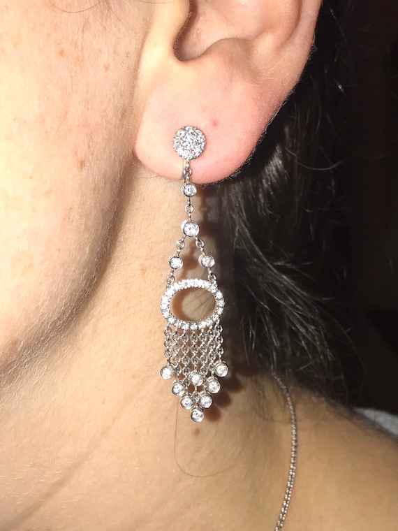 Diamond Earrings,Chandelier. 18k white gold. - image 1