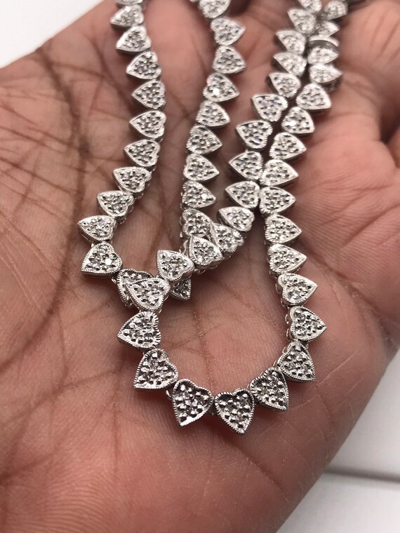 Necklace,18k white gold with diamonds. Circa 1990… - image 5