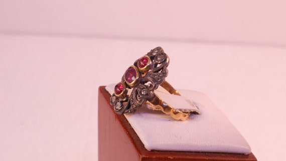 Ring,Ruby,Rose Cut Diamonds, Circa 1940's - image 3