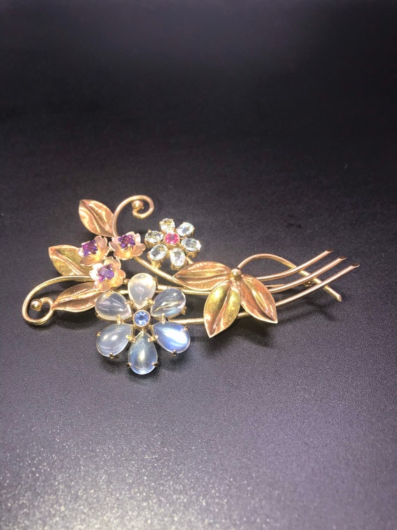 Pin/Brooch,Flower. 14k Gold. Handmade. Circa 1950… - image 6