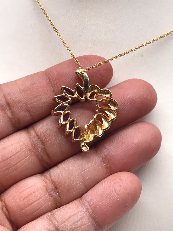 Pendant,Heart, 14k gold. Amethyst & Diamonds - image 4