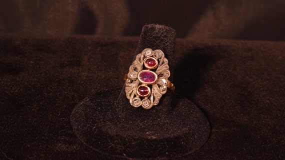 Ring,Ruby,Rose Cut Diamonds, Circa 1940's - image 5