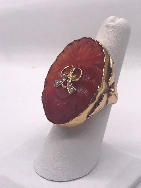 Ring,Carnelian. 14k yellow gold 1950’s. Handmade - image 6