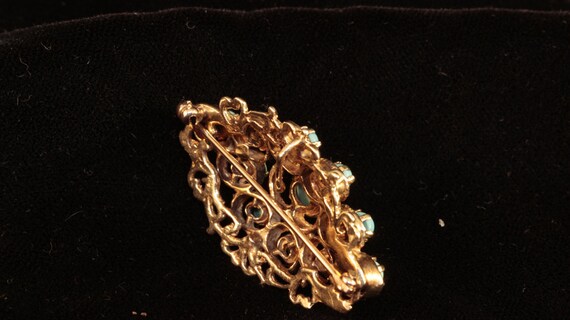 Pin, Pendant combo, Turquoise & 14k yellow gold. … - image 4