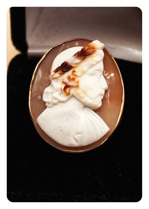 Ring, Cameo. 10k, handmade, Coral & Shell