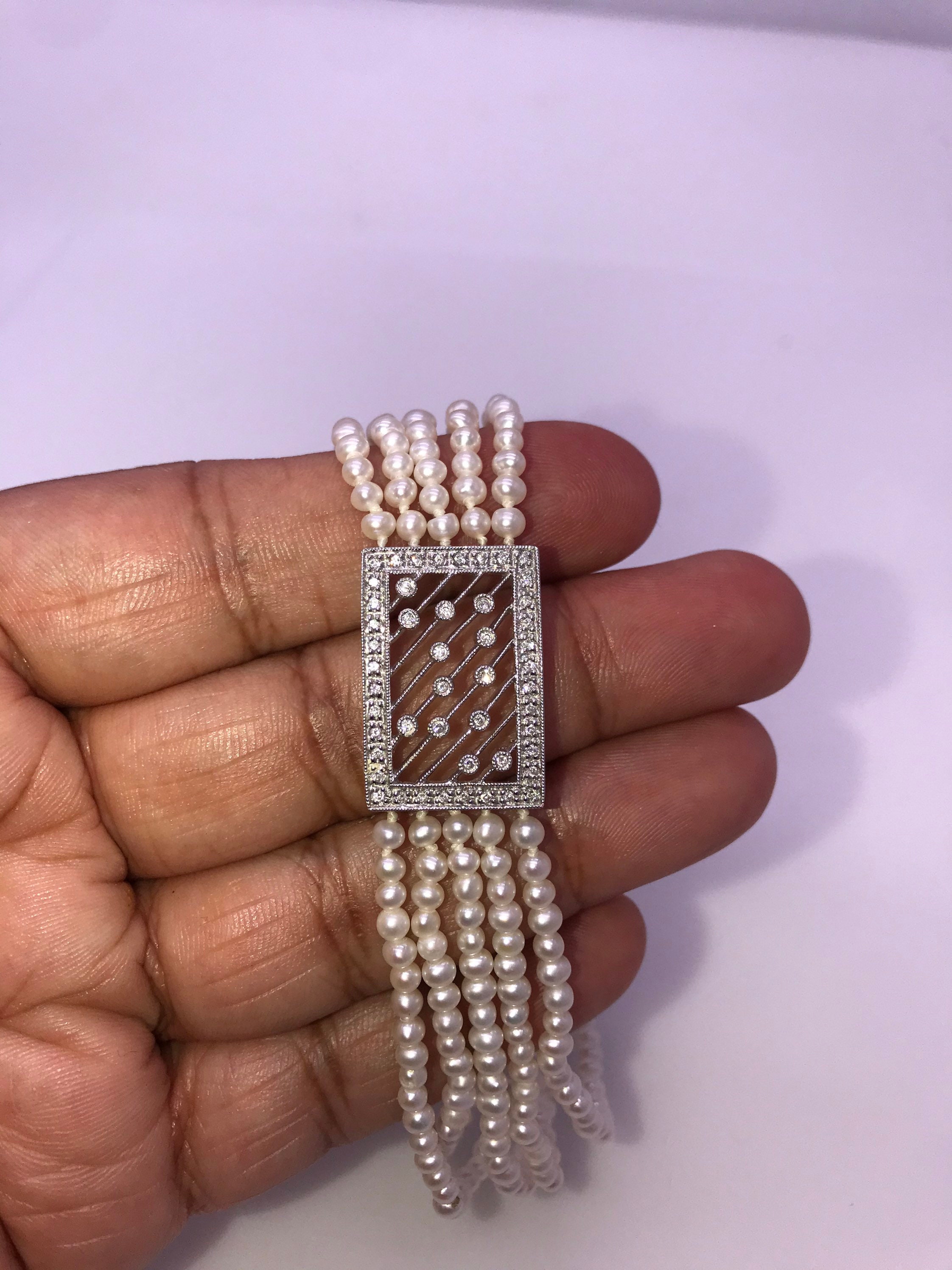 Bracelet,Pearl, Diamond. Handmade Circa 1960’s