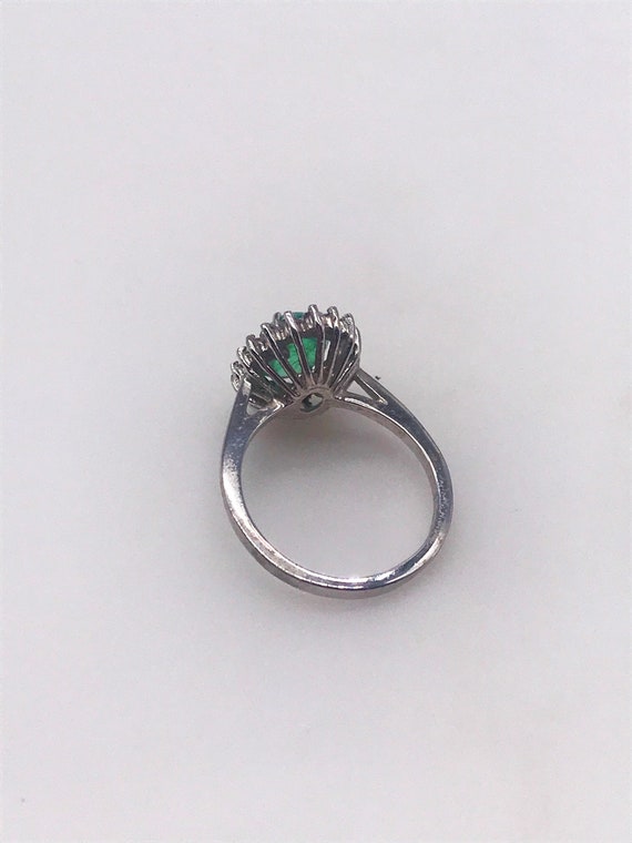 Ring,Emerald & Diamonds. 14k white gold. Handmade - image 2