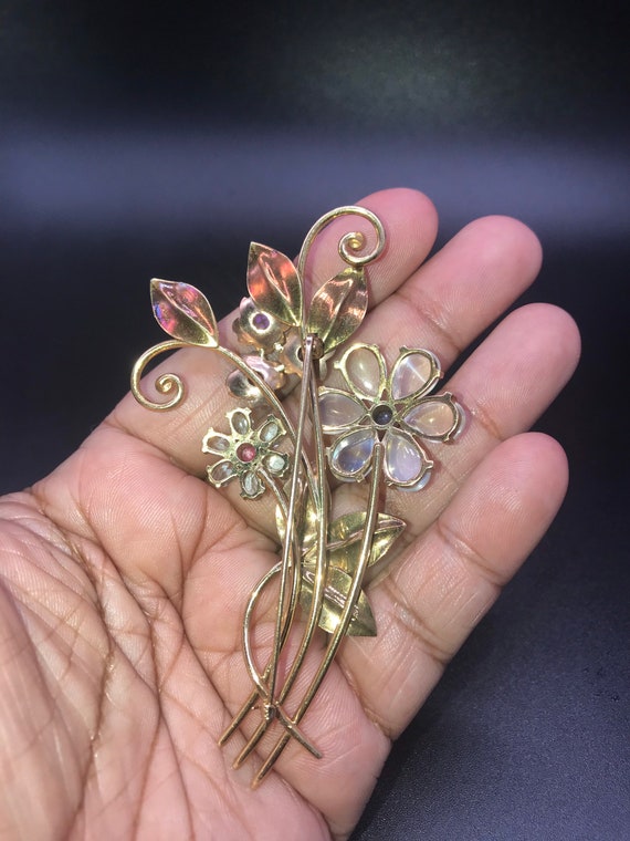 Pin/Brooch,Flower. 14k Gold. Handmade. Circa 1950… - image 9