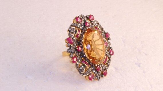 Beautiful Citrine, Diamond & Ruby Ring. Circa 196… - image 5