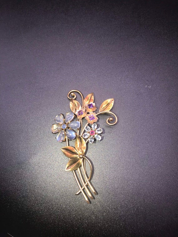 Pin/Brooch,Flower. 14k Gold. Handmade. Circa 1950… - image 3