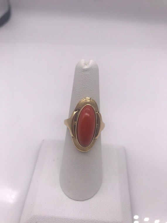 Ring, Coral. 14k handmade. 1940’s vintage.