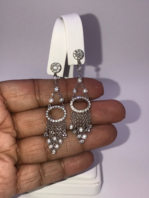 Diamond Earrings,Chandelier. 18k white gold. - image 9