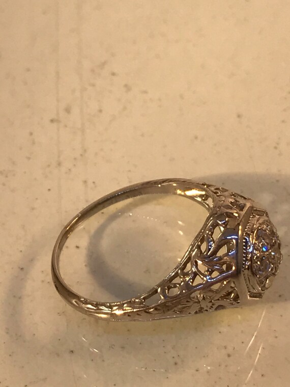 Ring, Diamonds, 14k White Gold Filigree. Circa 19… - image 4