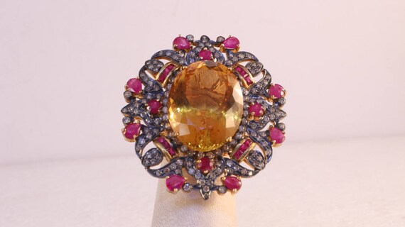 Beautiful Citrine, Diamond & Ruby Ring. Circa 196… - image 1