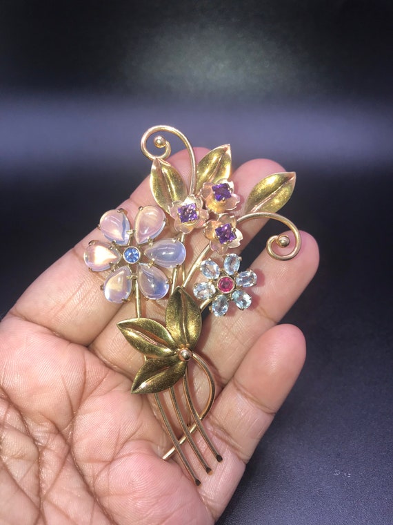 Pin/Brooch,Flower. 14k Gold. Handmade. Circa 1950… - image 2