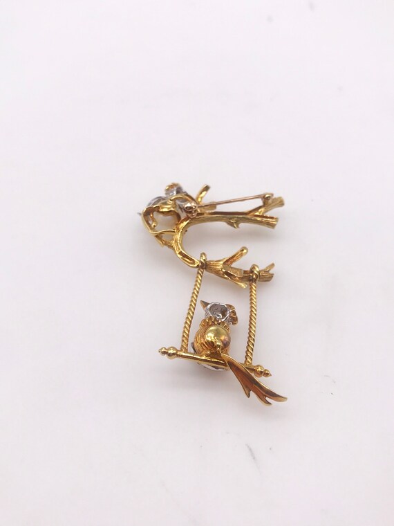 Pin/Brooch, 18k gold & Diamonds. Birds - image 10