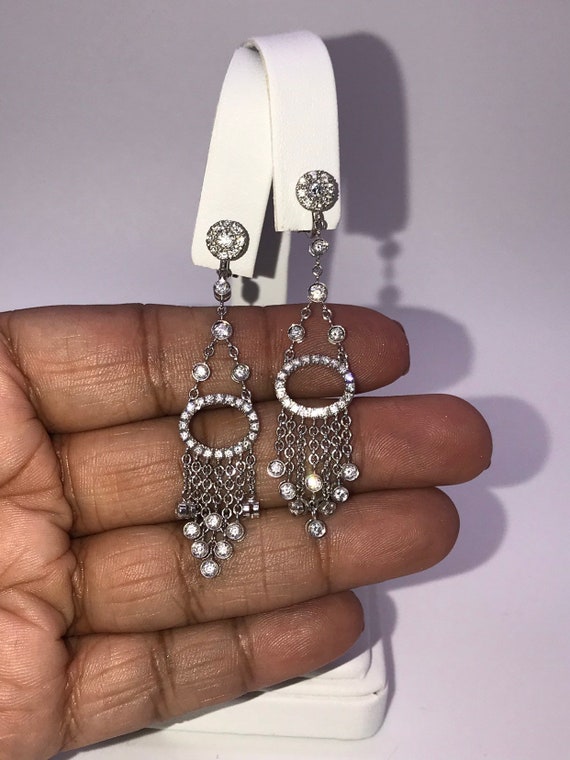 Diamond Earrings,Chandelier. 18k white gold. - image 3