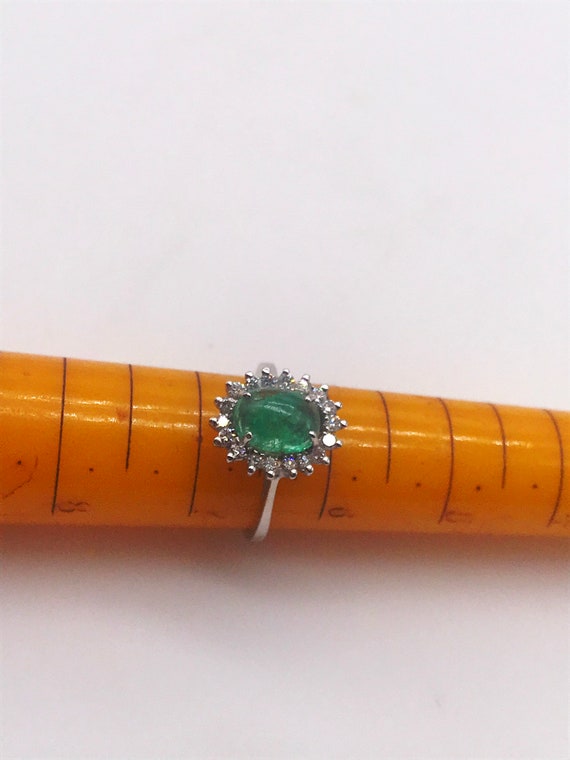 Ring,Emerald & Diamonds. 14k white gold. Handmade - image 8