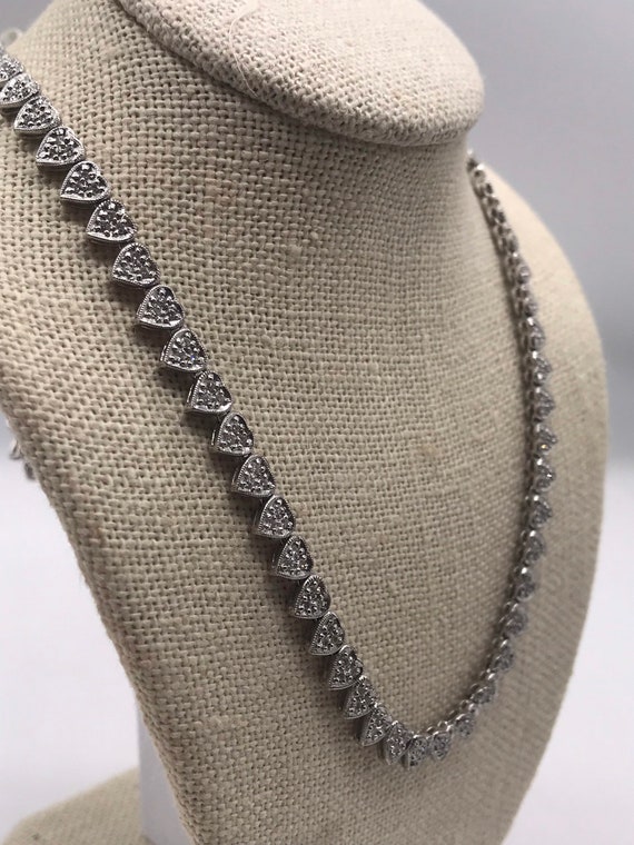 Necklace,18k white gold with diamonds. Circa 1990… - image 2