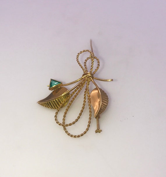 Pin/Brooch.18k gold.Emerald. Handmade - image 6