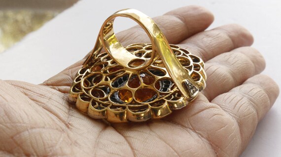 Dramatic Statement Ring,18k yellow gold,Citrine &… - image 4