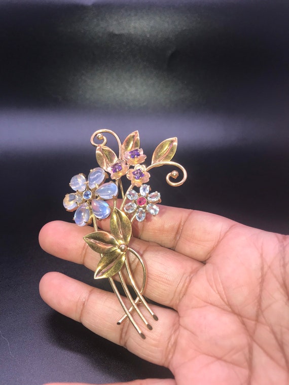 Pin/Brooch,Flower. 14k Gold. Handmade. Circa 1950… - image 10