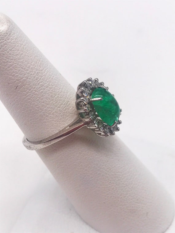 Ring,Emerald & Diamonds. 14k white gold. Handmade - image 9
