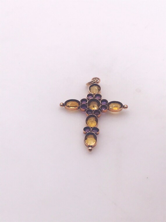 Pendant,Cross. Citrine & Amethyst.14k gold - image 10