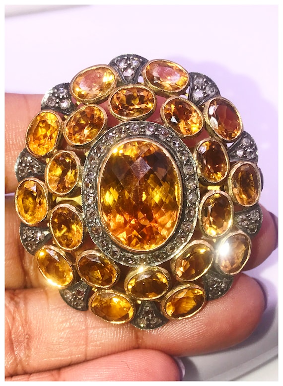 Ring,18k gold, Citrine Victorian Replica