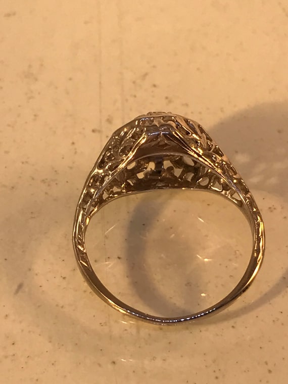 Ring, Diamonds, 14k White Gold Filigree. Circa 19… - image 5