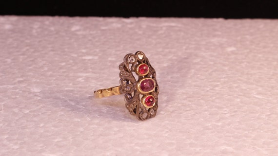 Ring,Ruby,Rose Cut Diamonds, Circa 1940's - image 2