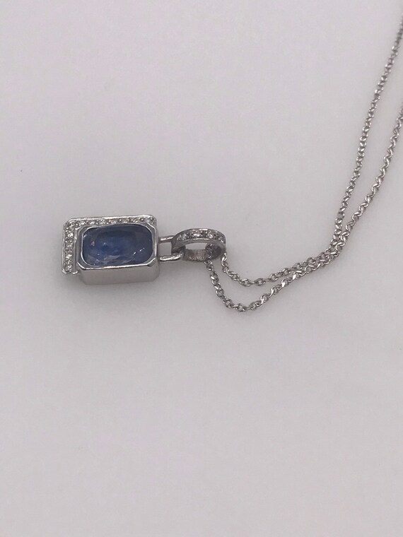 Sapphire pendant with 14k white gold chain. - image 8